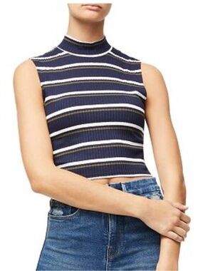 Good American striped mock neck